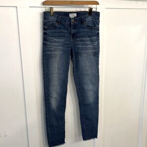 Girls size 16 Revery ankle length skinny jeans, frayed cut off